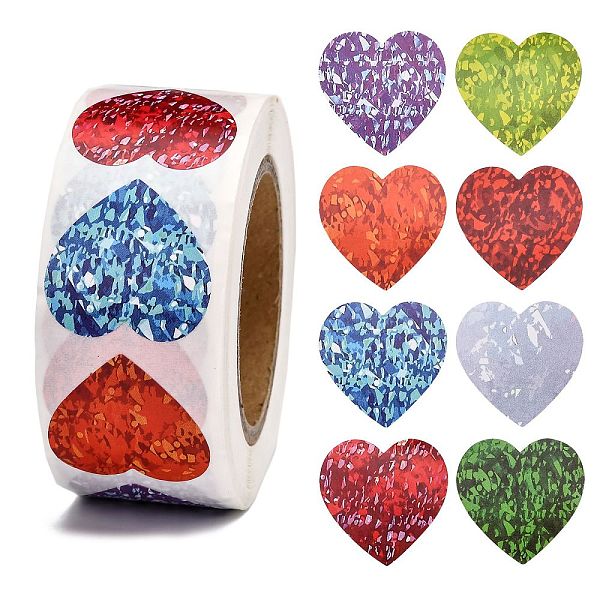 

PandaHall Heart Shaped Stickers Roll, Valentine's Day Sticker Adhesive Label, for Decoration Wedding Party Accessories, Colorful, 25x25mm...