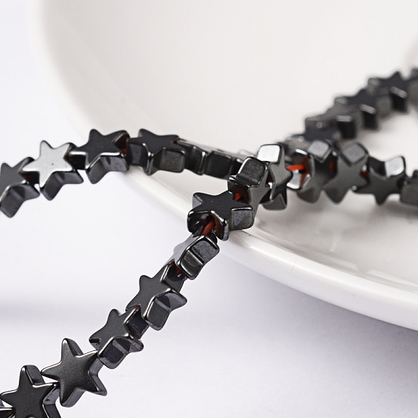 

PandaHall Non-Magnetic Synthetic Hematite Beads Strands, Christmas Star, Black, Size: about 6mm in diameter, 2mm thick, hole: 1mm, about...