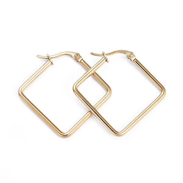 

PandaHall 201 Stainless Steel Angular Hoop Earrings, with 304 Stainless Steel Pins, Rhombus, Golden, 32.5x34x2mm, 12 Gauge, Pin: 1x0.7mm 304...