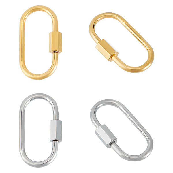 

PandaHall UNICRAFTALE 4Pcs 2 Colors Oval Screw Carabiner Lock 304 Stainless Steel Screw Locking Keychain Carabiner Clasp Metal Keychain Clip...