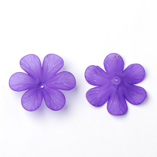 PandaHall Transparent Acrylic Beads, Frosted, Flower Bead Caps, Blue Violet, 30x8mm, Hole: 1.5~2mm, about 314pcs/500g Acrylic Flower Purple