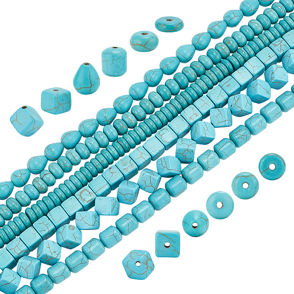 

PandaHall ARRICRAFT 6 Strands 6 Styles Synthetic Turquoise Beads Strands, Rondelle & Square & Teardrop, Mixed Shapes, 8~11.5x8~11.5x3~10.5mm...