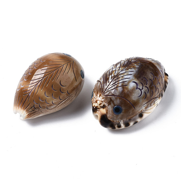 Printed Natural Cowrie Shell Beads