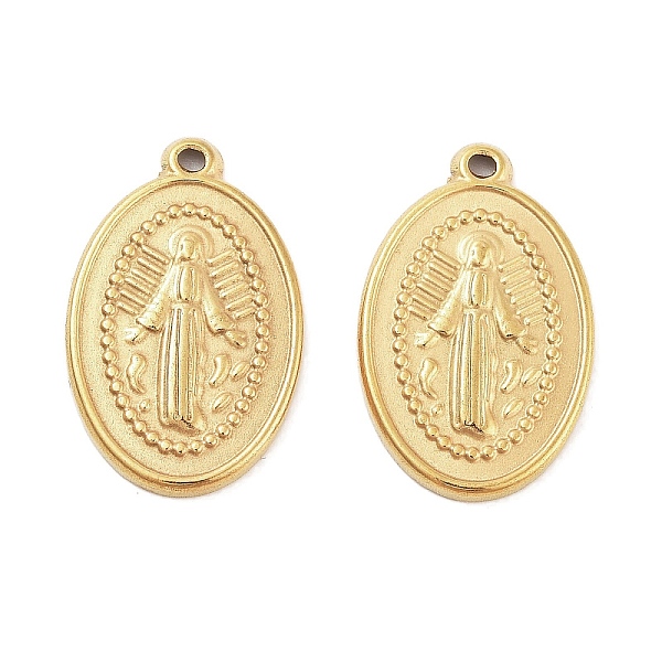 

PandaHall 304 Stainless Steel Pendants, Oval with Angel Charm, Golden, 24x15x2mm, Hole: 1.2mm 304 Stainless Steel Oval