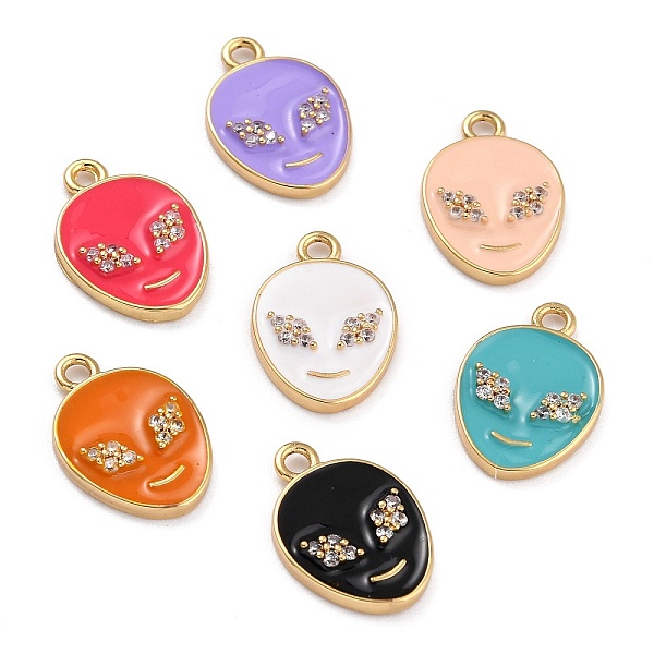 

PandaHall Golden Plated Brass Micro Pave Clear Cubic Zirconia Pendants, with Enamel, Long-Lasting Plated, Extra-terrestrial, Mixed Color..., Multicolor