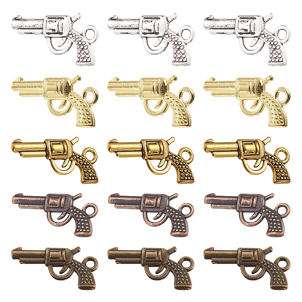 PandaHall SUNNYCLUE 60Pcs 5 Colors Gun Pistol Revolver Weapon Rifle Charms Pendants Craft Supplies Bow Arrow Charms Pendant for DIY Bracelet...