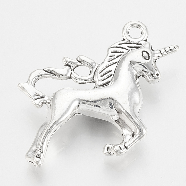 

PandaHall Tibetan Style Alloy Pendants, Unicorn, Cadmium Free & Lead Free,, Antique Silver, 25x23x5mm, Hole: 1.5mm Alloy Unicorn