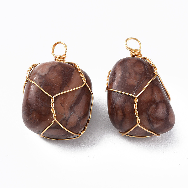 

PandaHall Natural Leopard Skin Jasper Pendants, with Golden Plated Brass Wire Wrapped, Nuggets, 14~25x15~32x13~21mm, Hole: 4mm Leopard Skin...