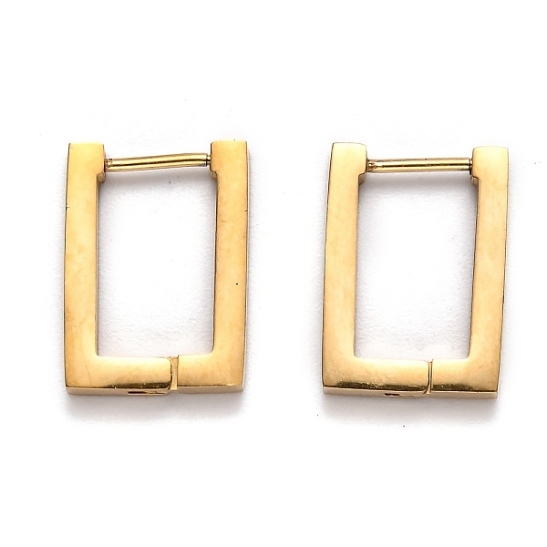 

PandaHall 304 Stainless Steel Rectangle Huggie Hoop Earrings, Golden, 17.5x12.5x3mm, Pin: 1mm 304 Stainless Steel Rectangle