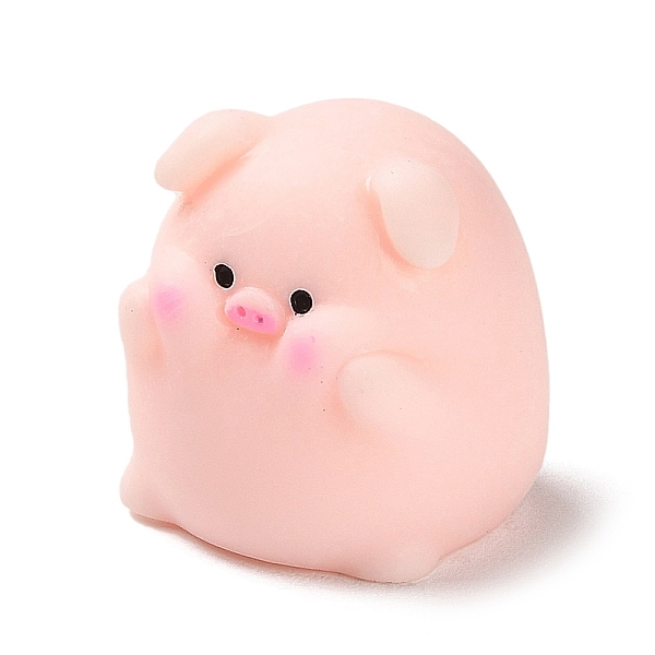 PandaHall Resin Pig Figurines Ornament, for Home Desktop Decoration, Misty Rose, 24x25x25mm Resin Pig