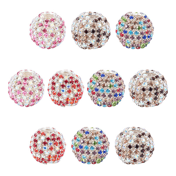 10 perle ronde en strass de verre scintillant