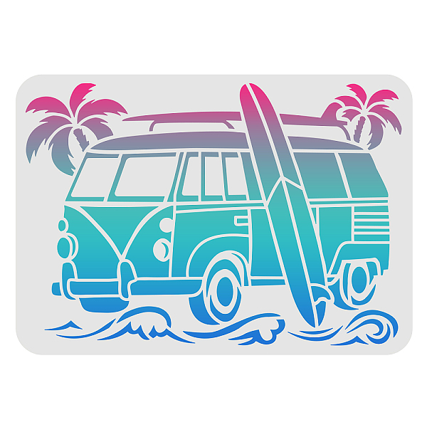 

PandaHall FINGERINSPIRE Surf Car Stencils 29.7x21cm Plastic Palm Trees Wave Drawing Painting Stencils Surfboard Pattern Wall Stencils...