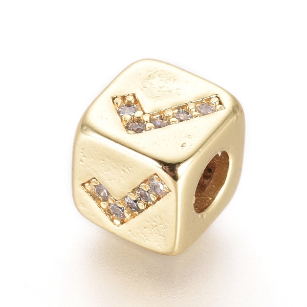 

PandaHall Brass Beads, with Micro Pave Cubic Zirconia, Cube with Tick Sign, Clear, Golden, 6x6x6mm, Hole: 3mm Brass+Cubic Zirconia Cube...