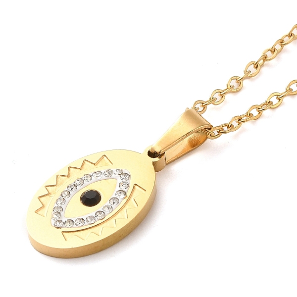

PandaHall Horse Eye Vacuum Plating 304 Stainless Steel Pendant Necklaces, with Rhinestone, Golden, 15.71 inch(39.9cm) Rhinestone Horse Eye..., Clear