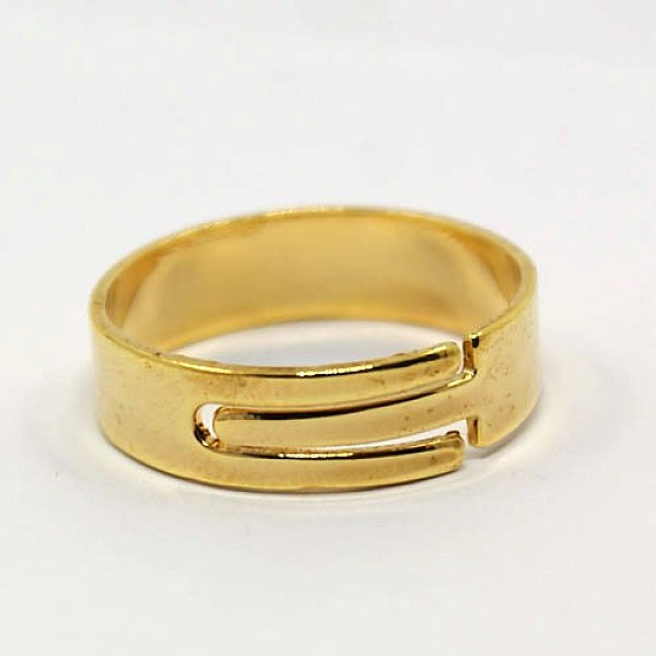 

PandaHall DIY Jewelry Adjustable Finger Rings Components Iron Ring Findings, Nickel Free, Golden, 17mm Iron