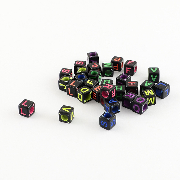 

PandaHall Initial Acrylic Beads, Craft Style, Cube, Midnight Blue, 6x6x6mm, Hole: 3mm, about 3100pcs/500g Acrylic Cube Blue