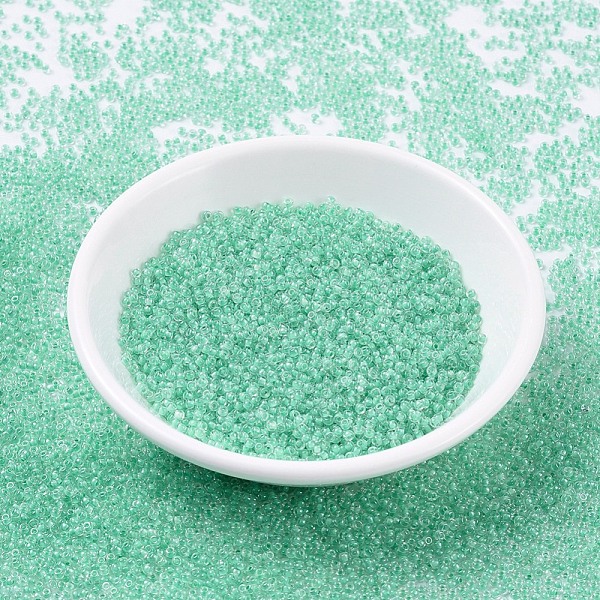 

PandaHall MIYUKI Round Rocailles Beads, Japanese Seed Beads, (RR219) Dark Mint Green Lined Crystal, 11/0, 2x1.3mm, Hole: 0.8mm, about..., Cyan