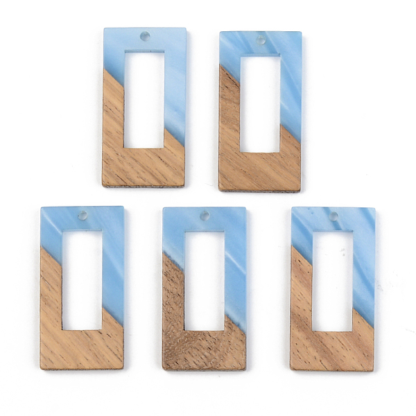 

PandaHall Opaque Resin & Walnut Wood Pendants, Rectangle, Cornflower Blue, 38x19.5x3mm, Hole: 2mm Resin+Wood Rectangle Blue