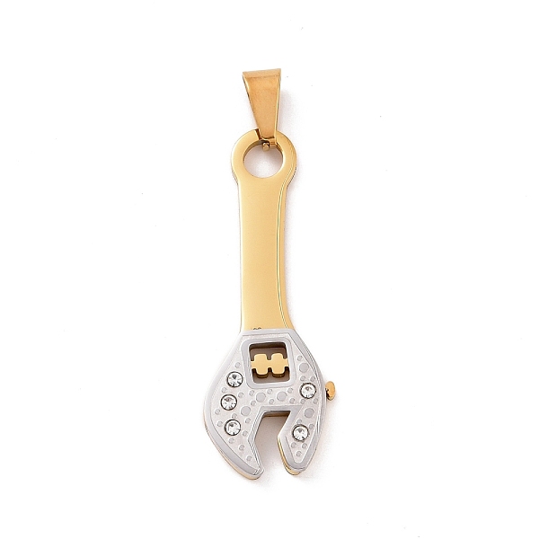 

PandaHall Ion Plating(IP) 304 Stainless Steel Manual Polishing Pendants, Wrench, Golden & Stainless Steel Color, 45x16x3.5mm, Hole...