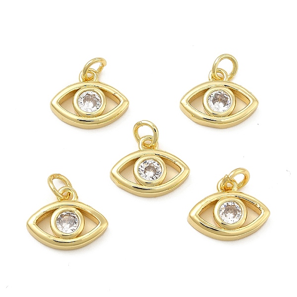 

PandaHall Brass Micro Pave Cubic Zirconia Charms, with Jump Ring, Eye Charm, Golden, 10.5x13.5x3mm, Hole: 3.3mm Brass+Cubic Zirconia Eye..., Clear