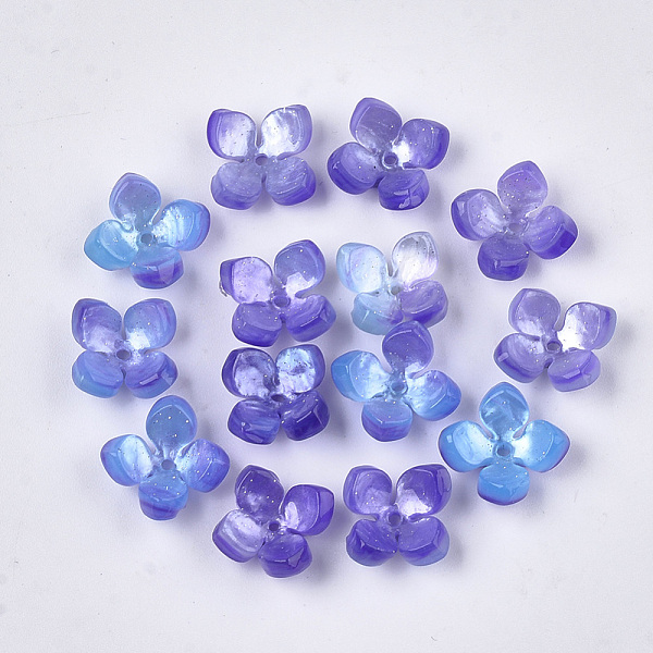 

PandaHall Cellulose Acetate(Resin) Bead Caps, 4-Petal, Flower, Slate Blue, 14x14x6mm, Hole: 1.2mm Cellulose Acetate Blue