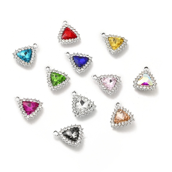 

PandaHall Alloy Glass Pendants, Crystal Rhinestone Triangle Charm, Platinum, Mixed Color, 18.5x15.5x5.5mm, Hole: 2.2mm Alloy+Glass Triangle..., Multicolor