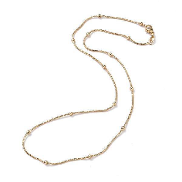 

PandaHall Brass Snake Chain Necklaces, with Round Beads and Lobster Claw Clasps, Long-Lasting Plated, Real 18K Gold Plated, 18.50 inch(47cm)...
