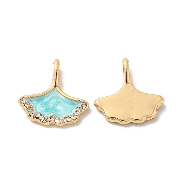 

PandaHall Rack Plating Alloy Rhinestone Pendant, with Enamel, Nickel Free, Gingko Leaf Charms, Golden, Pale Turquoise, 16.5x16x4.5mm, Hole..., Clear