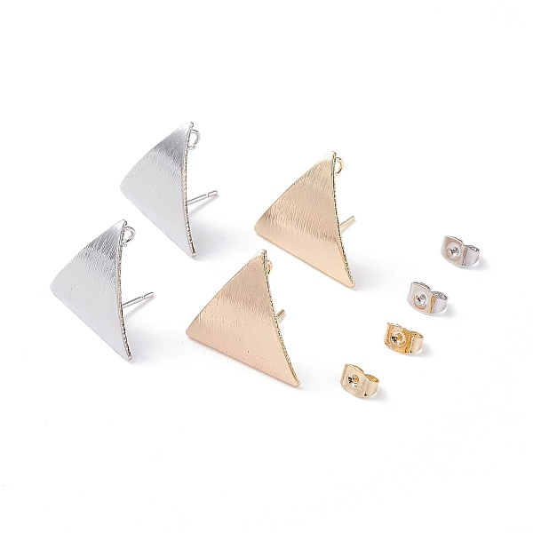 

PandaHall ARRICRAFT Brass Stud Earring Findings, with Loop & Ear Nuts, Triangle, Mixed Color, 60pcs/box Brass Triangle