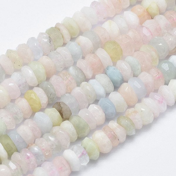

PandaHall Natural Morganite Beads Strands, Faceted, Rondelle, 6~6.5x3~4mm, Hole: 1mm, about 122pcs/strand, 15.5 inch Morganite Rondelle