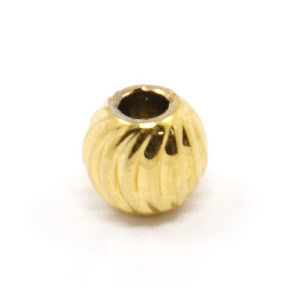 PandaHall Brass Corrugated Round Spacer Beads, Golden, 5mm, Hole: 1.5mm Brass Round