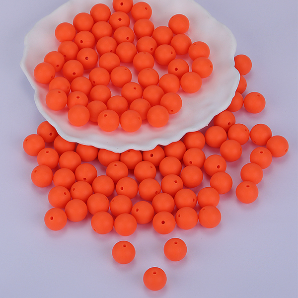 

PandaHall Round Silicone Focal Beads, Chewing Beads For Teethers, DIY Nursing Necklaces Making, Coral, 15mm, Hole: 2mm Silicone Round Red