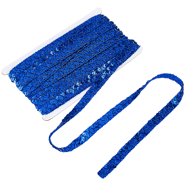 

PandaHall Plastic Paillette Beads, Sequins Beads, Ornament Accessories, 2 Rows Paillette Roll, Flat Round, Blue, 15x1mm, about 13m/card...
