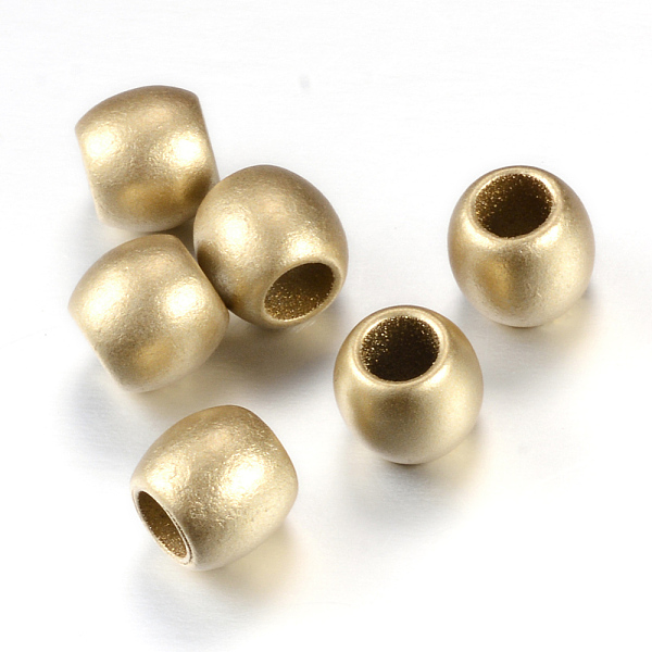 

PandaHall Spray Painted Acrylic European Beads, Matte Style, Barrel Large Hole Beads, Gold, 9x8.5mm, Hole: 5mm Acrylic Barrel Gold
