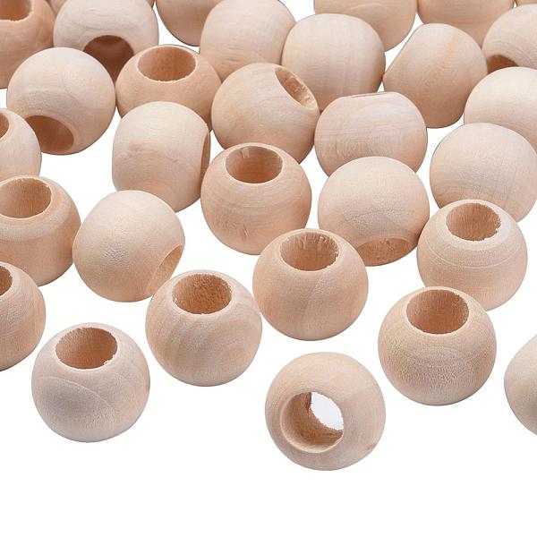 

PandaHall Natural Unfinished Wood Beads, Macrame Beads, Round Wooden Large Hole Beads for Craft Making, Antique White, 19~20x15~16mm, Hole..., Orange