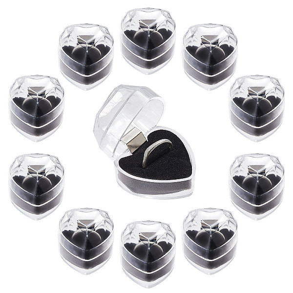 

PandaHall Heart Plastic Ring Boxes, Jewelry Ring Gift Case with Velvet Inside, for Valentine's Day, Black, 4.1x4x3.5cm Plastic Heart Black