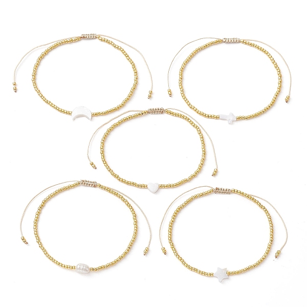 

PandaHall Natural Pearl & Seed Braided Bead Bracelets, Adjustable Bracelet, Mixed Shapes, Wide: 2~8mm, Inner Diameter: 2~3-3/8 inch...