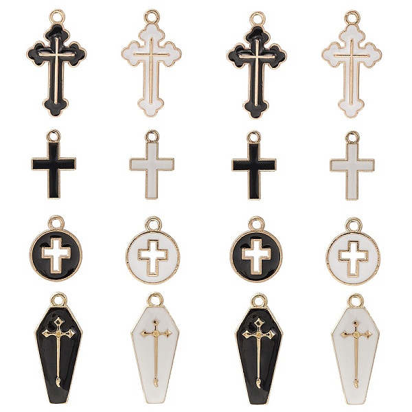 

PandaHall 40Pcs 8 Styles Alloy Enamel Pendants, Cross, Light Gold, Mixed Color, 15~26x10~14x2mm, Hole: 1.8mm, 5pcs/style Alloy+Enamel Cross..., Multicolor