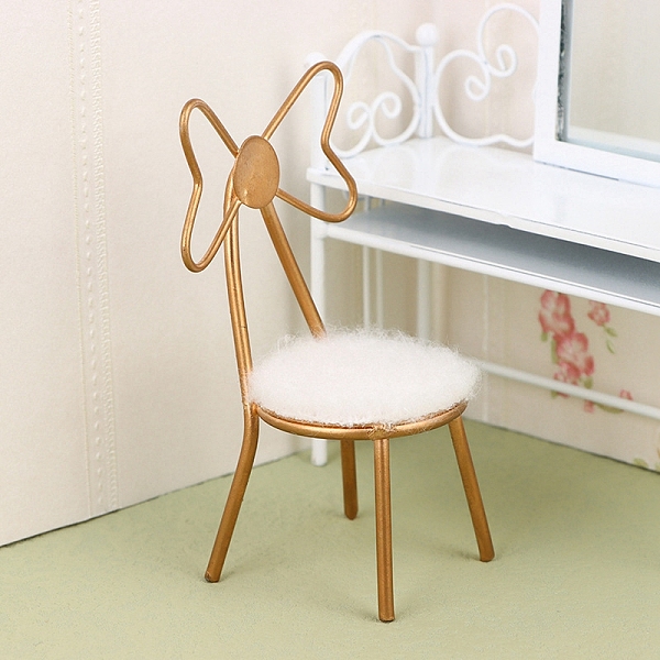 

PandaHall Mini Metal Butterfly Chair with Plush Cushion, Micro Landscape Dollhouse Accessories, Pretending Prop Decorations, Goldenrod..., Gold