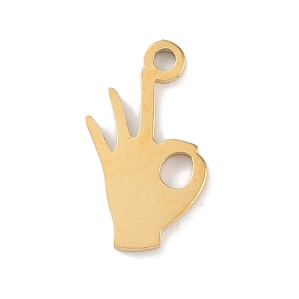 

PandaHall 304 Stainless Steel Charms, Laser Cut, Golden, Gesture OK, 12x6x1mm, Hole: 1mm 304 Stainless Steel Palm
