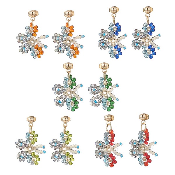 

PandaHall Glass Beaded Butterfly Dangle Stud Earring, 304 Stainless Steel Ear Stud for Women, Mixed Color, 30.5mm, Pin: 0.8mm Glass..., Multicolor