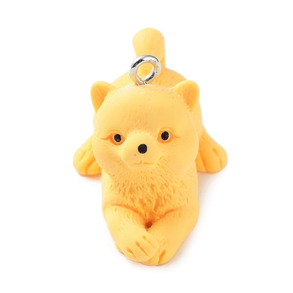 

PandaHall Opaque Resin Dog Pendants, 3D Puppy Charms with Platinum Plated Iron Loops, Gold, 21.5x30.5x19.5mm, Hole: 2mm Iron+Resin Dog Gold
