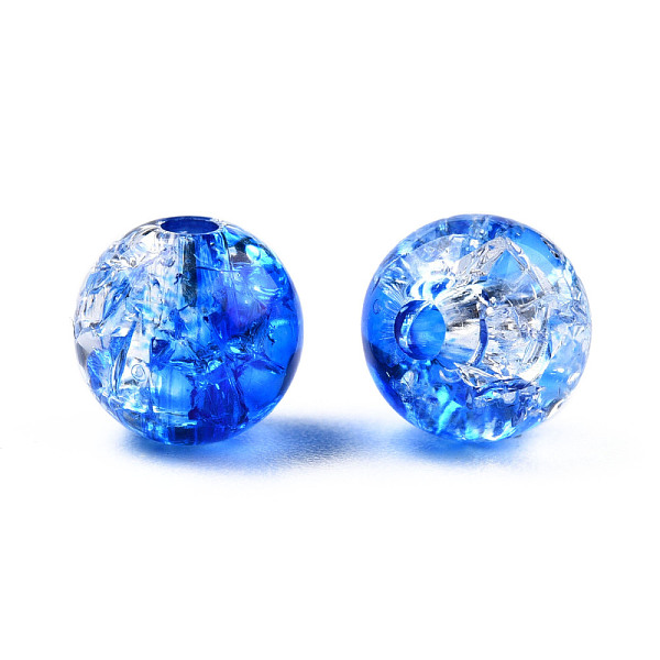 

PandaHall Transparent Crackle Acrylic Beads, Round, Blue, 8x7.5mm, Hole: 1.8mm, about 1700pc/500g Acrylic Round Blue