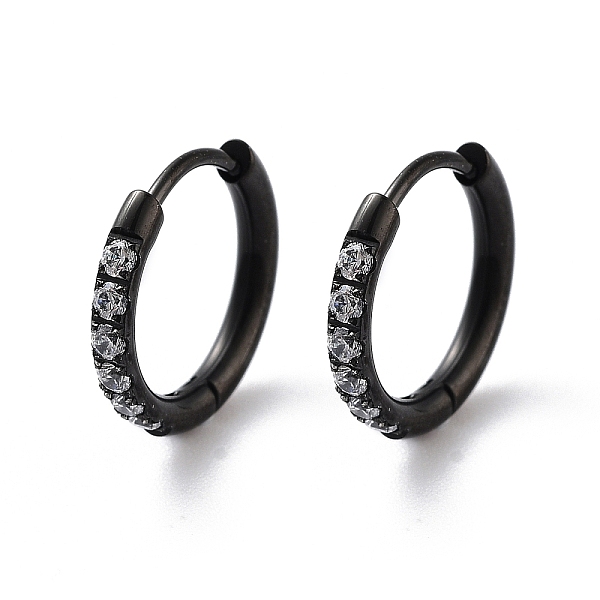 

PandaHall Ion Plating(IP) 316 Surgical Stainless Steel Pave Clear Cubic Zirconia Hoop Earrings Women, Black, 14x2mm 316 Surgical Stainless...
