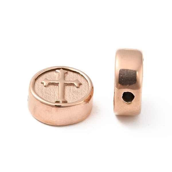

PandaHall Ion Plating(IP) 304 Stainless Steel Beads, Flat Round with Cross, Rose Gold, 10.5x4.5mm, Hole: 1.6mm 304 Stainless Steel Flat...