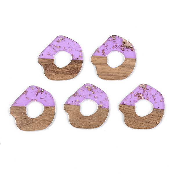 

PandaHall Transparent Resin & Walnut Wood Pendants, with Gold Foil, Lilac, 38x38x3mm, Hole: 2mm Resin+Wood Others Purple