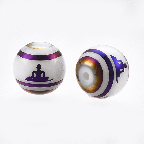 

PandaHall Electroplate Glass Beads Strands, Chakra Style, Round with Sit in Meditation Pattern, Purple, 8mm, Hole: 1mm, 300pcs/bag Glass...