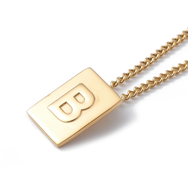

PandaHall Titanium Steel Initial Letter Rectangle Pendant Necklace for Men Women, Golden, Letter.B, 18.11~18.5 inch(46~47cm) Titanium Steel...