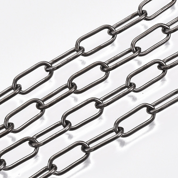 

PandaHall Unwelded Iron Paperclip Chains, Drawn Elongated Cable Chains, with Spool, Gunmetal, 12.5x5.6x1.2mm, about 82.02 Feet(25m)/roll...