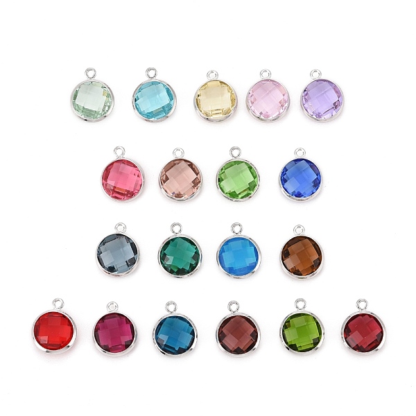 

PandaHall Glass Charms, with Platinum Plated Brass Findings, Long-Lasting Plated, Lead Free & Nickel Free & Cadmium Free, Faceted Flat Round..., Multicolor